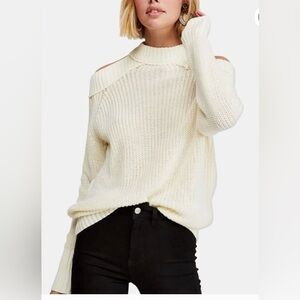 Free People Half Moon Bay Pullover Sweater in Ivory size small